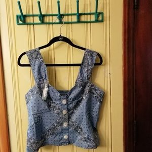 Modcloth Classic Blue Bandana Tank Top, 14/XL